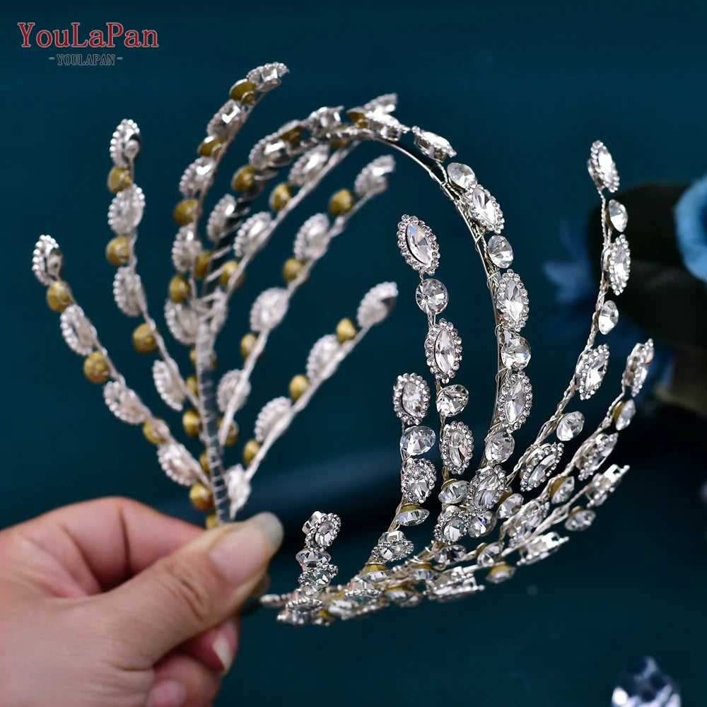 YouLaPan Luxury Rhinestone Bride Headband Woman Headpiece Wedding Hair Accessories Pageant Headdresse Wedding Tiara HP425💜