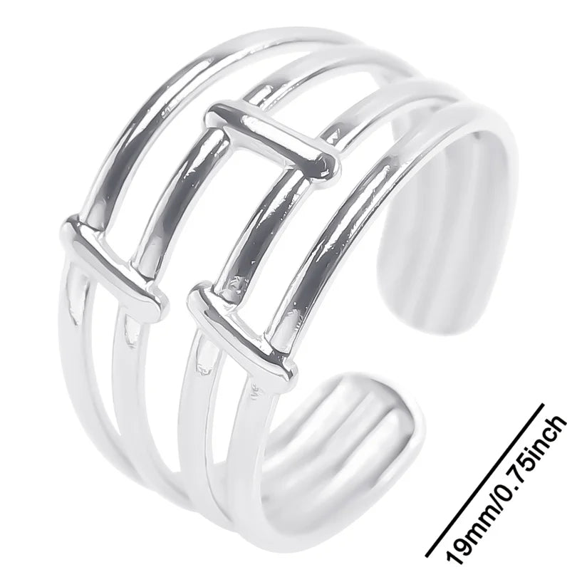 6pcs Stylish High Quality Stainless Steel Rings Love Hollow Geometric Stars Shaped Knuckle Rings Women Jewelry Accessory Gifts| Lurea accessories ✨️ 😍