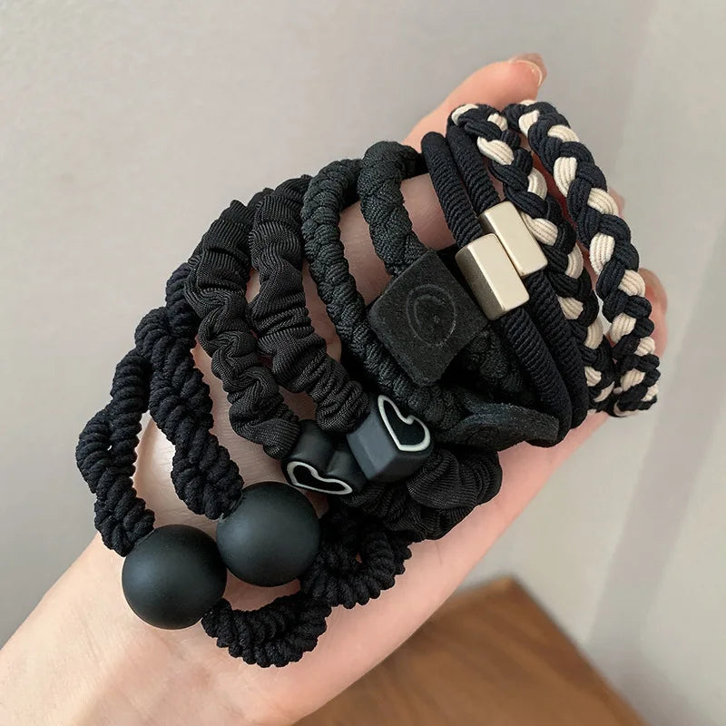 10pcs Girls Women Scrunchies Hair Tie Elastic Rubber Hairband Colorful Kids Hair Accessory Rope Ring Gum Rims Headwear