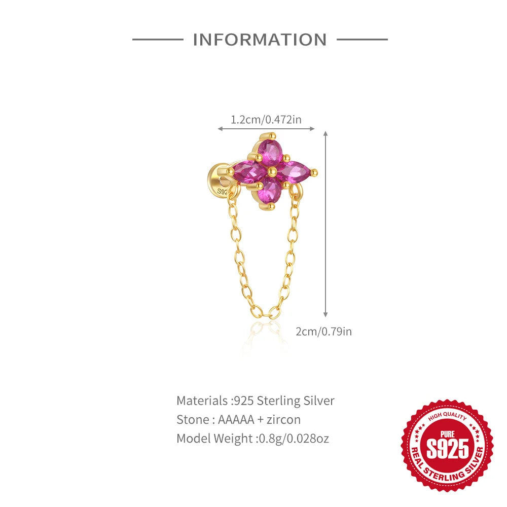 CANNER 1PC 925 Sterling Silver Tassel Chain Eight Pointed Stars Moon Earrings For Women Ins Horse Eye Geometric Zircon Earring♥️