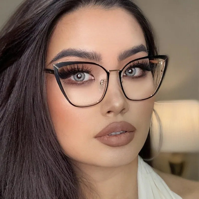 New Fashion Brand Design Retro Cat Eye Frame Photochromic Anti Blue Light Computer Women Reading Glasses Farsighted Diopters 0-6♥️