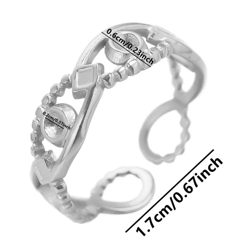 6pcs/lot Stainless Steel DIY Setting Rings Multi-layer Adjustable Open Rings Bases Jewelry Women Girls Anniversary Party Gifts