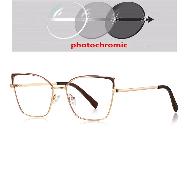 0 -0.5 -0.75 To -6.0 Pink Gold Frame Cat Eye Minus Myopia Glasses Women 1.56 Aspheric Anti Blue Light Prescription Spectacles❤️