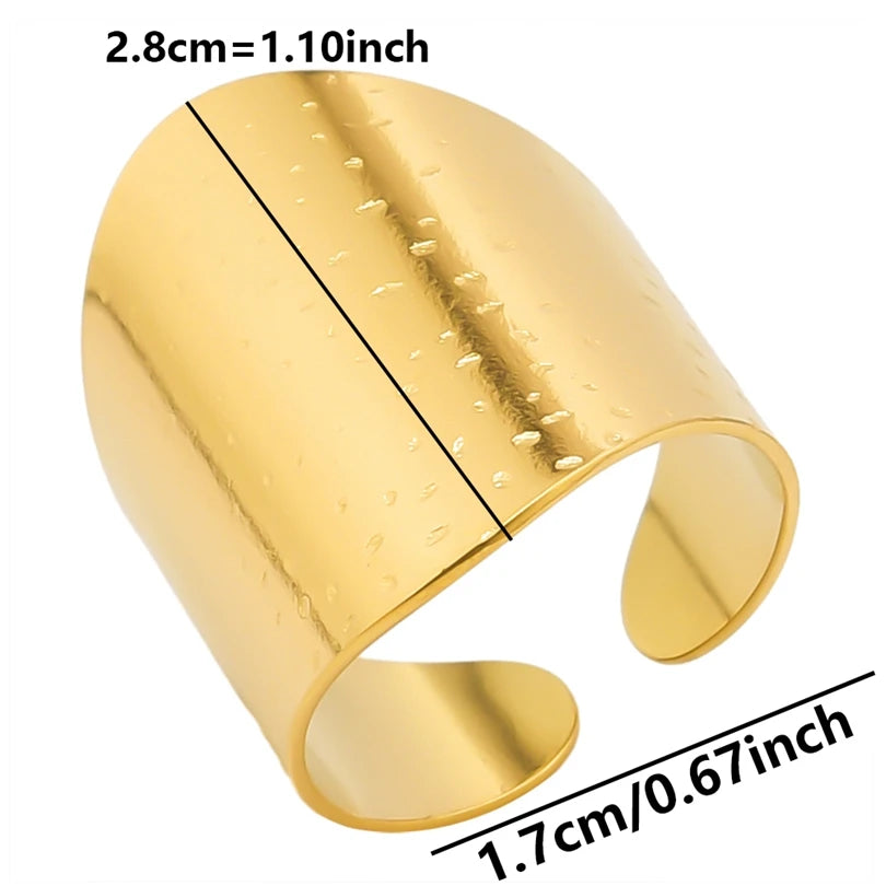 Chic 6pcs/lot Real Gold Color Wide Multi-layer Stainless Steel Ring Love Leaf Rainbow Rings Bulk Sale Women Jewelry Charms Gifts|with LUREA💛