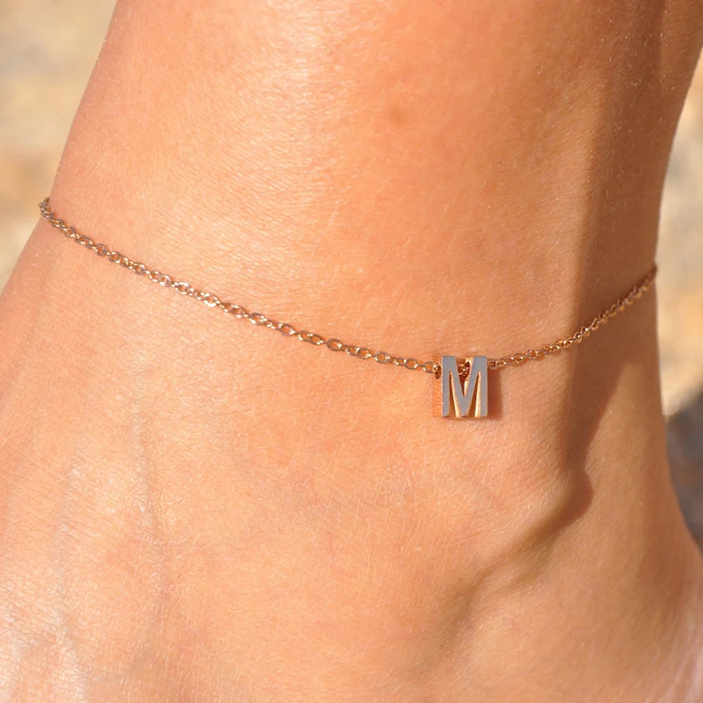 LUREA Initials DIY Anklets Stainless Steel Gold Plated Accessories Fashion Alphabet Anklet Mother's Day Gift 48 Hour Shipping♥️