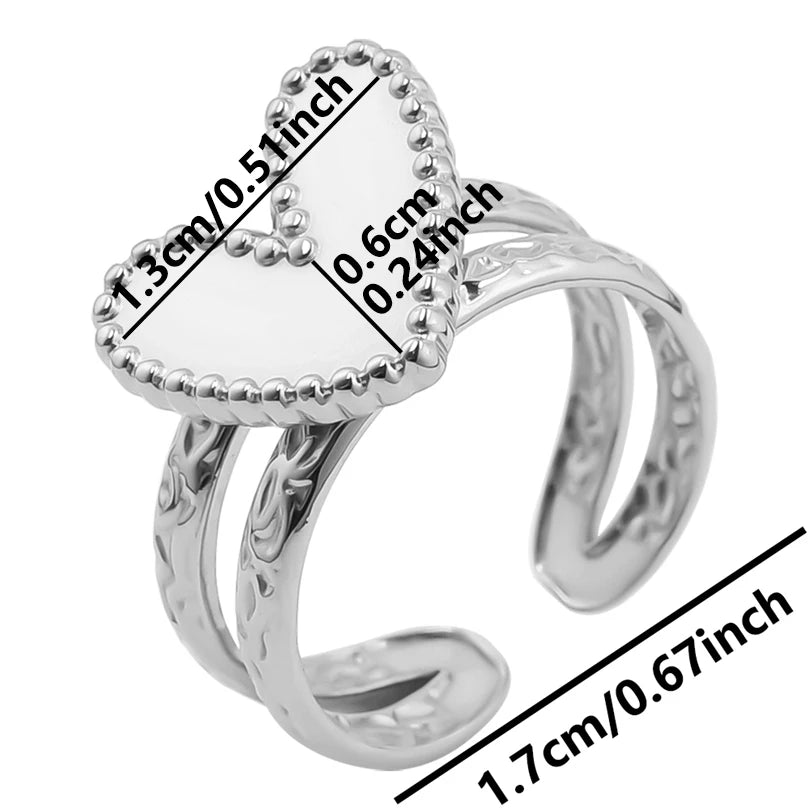 7pcs  Blank Base High Quality Stainless Steel Silver Color Ring Oval Peach Heart Quadrilateral Opening Adjustable Rings Femmes💕| Lurea accessories