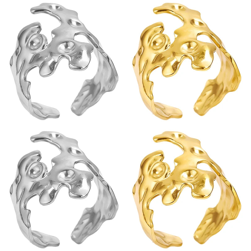 6pcs/lot Stainless Steel DIY Setting Rings Multi-layer Adjustable Open Rings Bases Jewelry Women Girls Anniversary Party Gifts