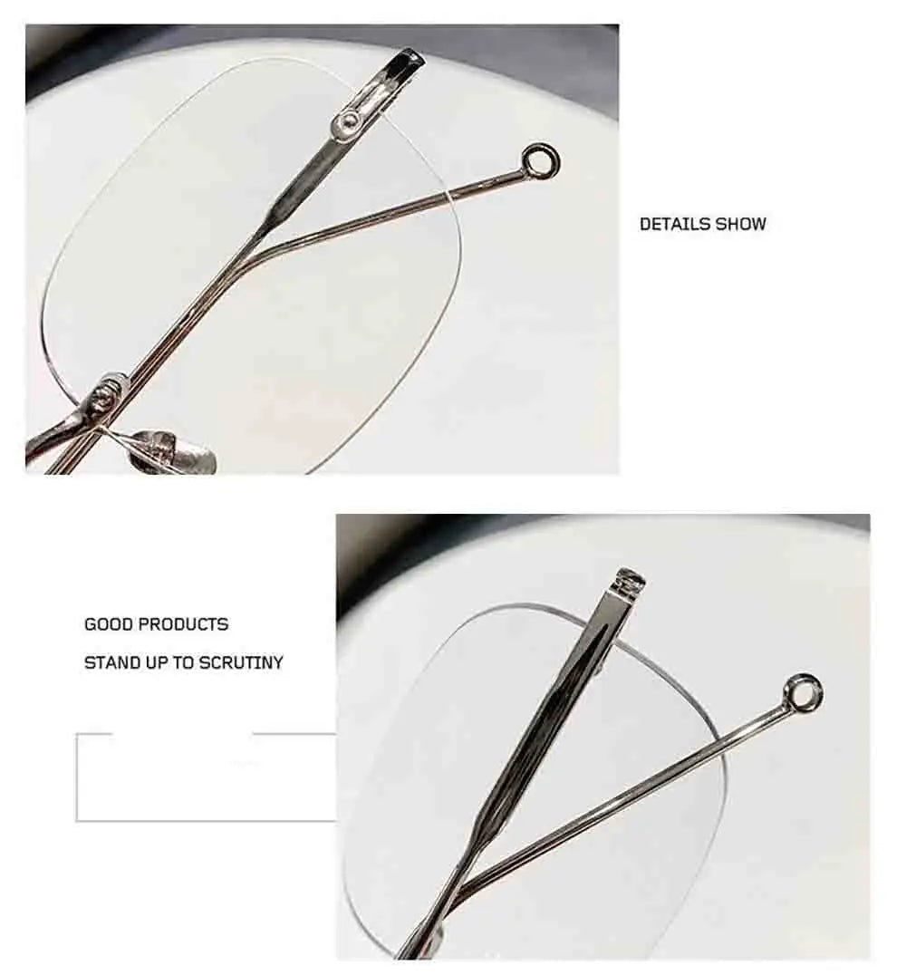 Luxury Brand Rimless Myopia Glasses Women Men Frameless Anti-blue Light Ultra-light Metal Thin Temples Eyewear Diopter 0 To -4.0♥️