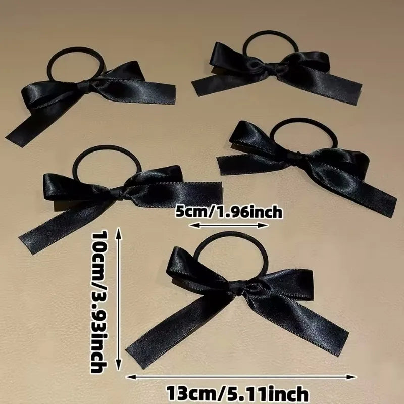 5Pcs Women's Style, Fashionable and Cute, Black Bow Hair Tie, Suitable for Daily Use, Recommended Gift Hair Accessories💎