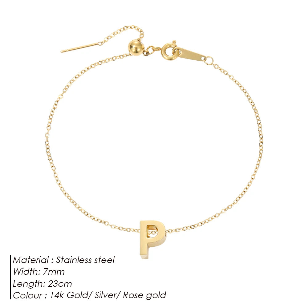 LUREA Initials DIY Anklets Stainless Steel Gold Plated Accessories Fashion Alphabet Anklet Mother's Day Gift 48 Hour Shipping♥️