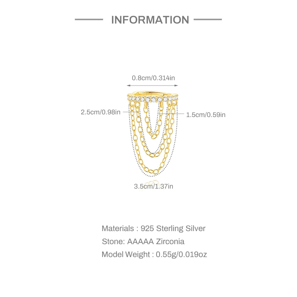 CANNER 1PC 925 Sterling Silver Tassel Chain Eight Pointed Stars Moon Earrings For Women Ins Horse Eye Geometric Zircon Earring♥️