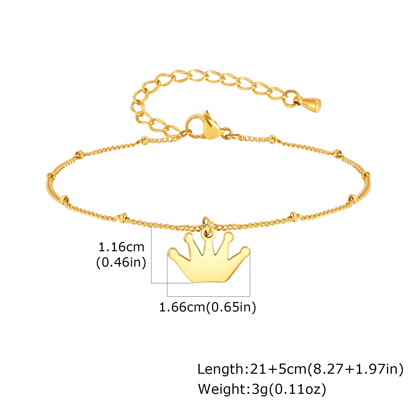 Vnox Classic Gold Plated Stainless Steel Chain Anklet, Summer Trendy Crown Foot Bracelet For Women Girls Not Allergic Jewelry