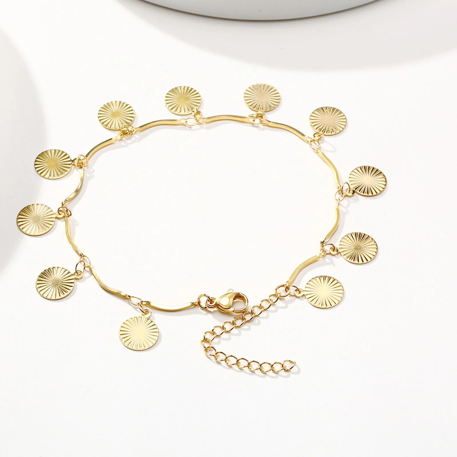 Vnox Charm Anklet For Women Girls,Stainless Steel Heart Round Accessories Gold Color Chain Anklet Bracket,Summer Beach Jewelry🤍