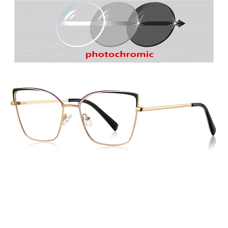 0 -0.5 -0.75 To -6.0 Pink Gold Frame Cat Eye Minus Myopia Glasses Women 1.56 Aspheric Anti Blue Light Prescription Spectacles❤️
