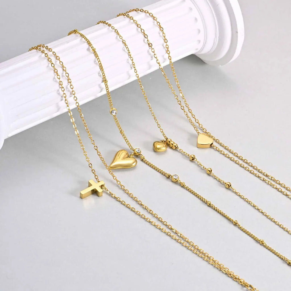 Stainless Steel Anklets Bracelet for Women, Flower Heart Seashell Charms Layered Anklets, Waterproof Gold Plated Anklet❤️