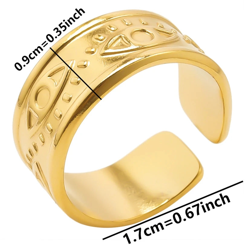 Chic 6pcs/lot Real Gold Color Wide Multi-layer Stainless Steel Ring Love Leaf Rainbow Rings Bulk Sale Women Jewelry Charms Gifts|with LUREA💛