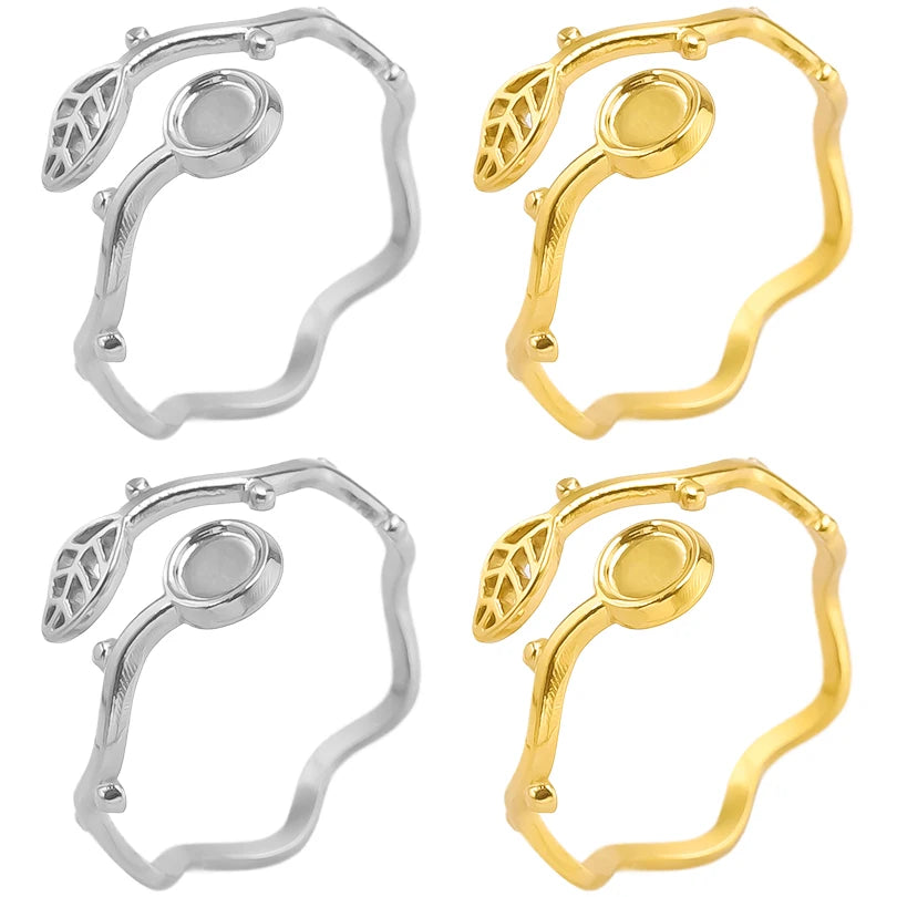 6pcs/lot Stainless Steel DIY Setting Rings Multi-layer Adjustable Open Rings Bases Jewelry Women Girls Anniversary Party Gifts