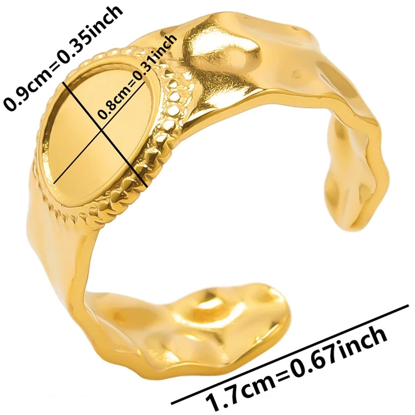 Chic 6pcs/lot Real Gold Color Wide Multi-layer Stainless Steel Ring Love Leaf Rainbow Rings Bulk Sale Women Jewelry Charms Gifts|with LUREA💛