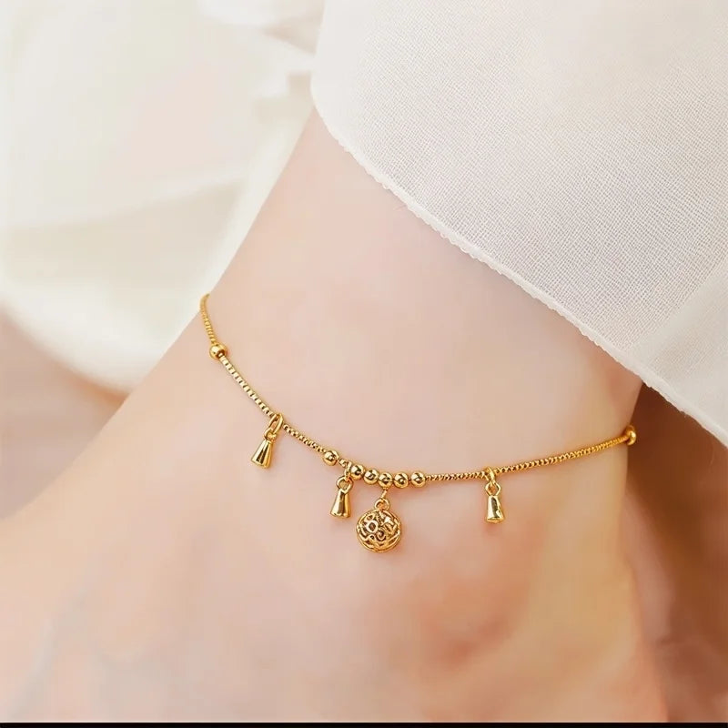 Jewelry Anklet Fashion Golden Women's Anklet Foot Chain Jewelry adjustable waterproof Trendy2025 Beauty Luck