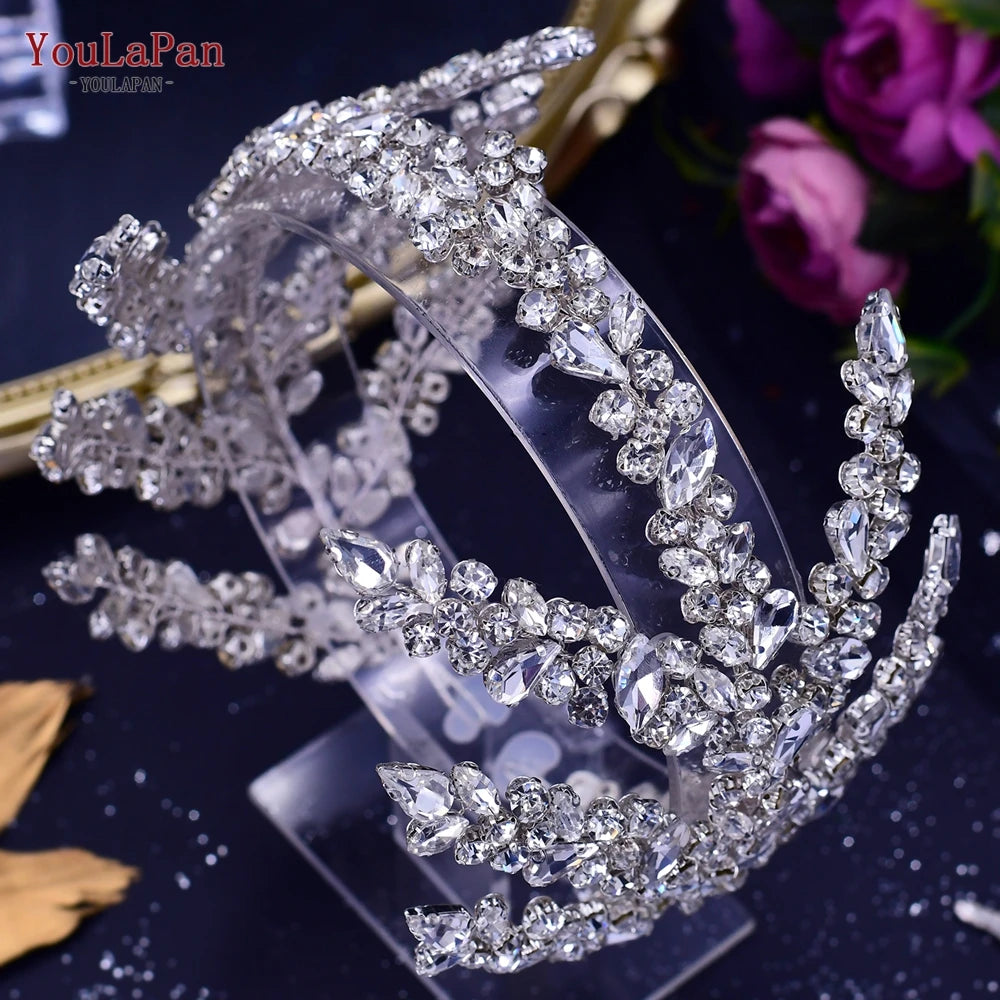 YouLaPan Luxury Rhinestone Bride Headband Woman Headpiece Wedding Hair Accessories Pageant Headdresse Wedding Tiara HP425💜