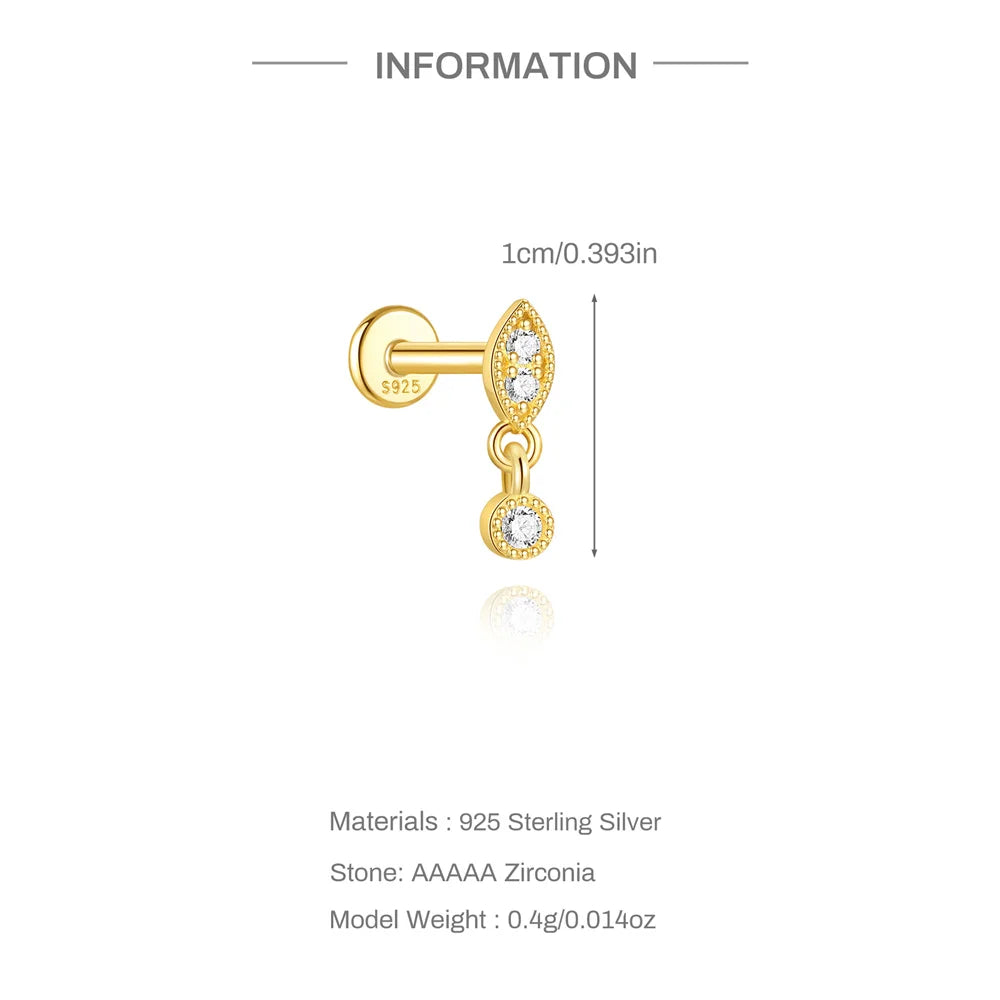 CANNER 1PC 925 Sterling Silver Tassel Chain Eight Pointed Stars Moon Earrings For Women Ins Horse Eye Geometric Zircon Earring♥️