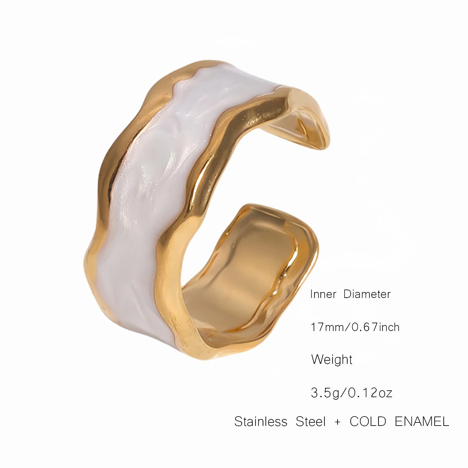 UHBINYCA Simple Black and White Cold Enamel Ring, Stainless Steel Ring with Adjustable Opening|Lurea accessories ♥️