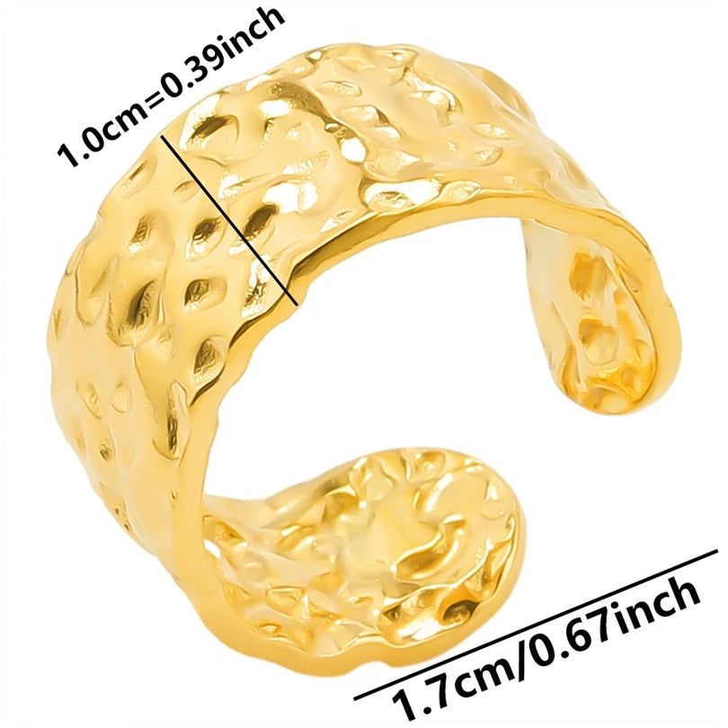 Chic 6pcs/lot Real Gold Color Wide Multi-layer Stainless Steel Ring Love Leaf Rainbow Rings Bulk Sale Women Jewelry Charms Gifts|with LUREA💛
