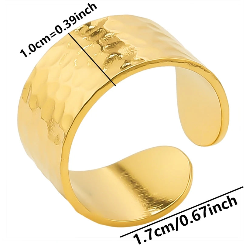 Chic 6pcs/lot Real Gold Color Wide Multi-layer Stainless Steel Ring Love Leaf Rainbow Rings Bulk Sale Women Jewelry Charms Gifts|with LUREA💛