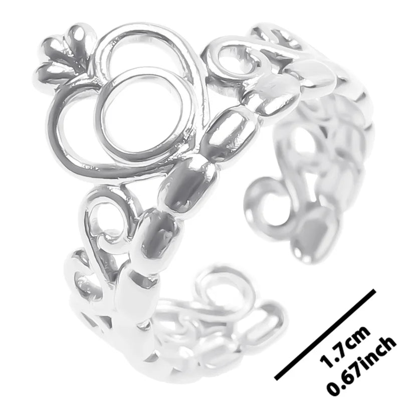 6pcs Stylish High Quality Stainless Steel Rings Love Hollow Geometric Stars Shaped Knuckle Rings Women Jewelry Accessory Gifts| Lurea accessories ✨️ 😍