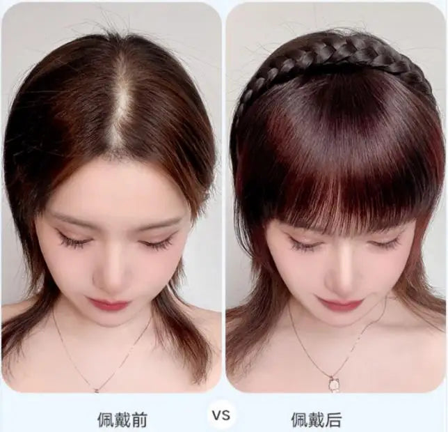 New Fake Hair Headband Wig Bangs Hairband Hair Extension Women Girls Clips In Hair Extension Hair Accessories Hairpiece Clips🌸