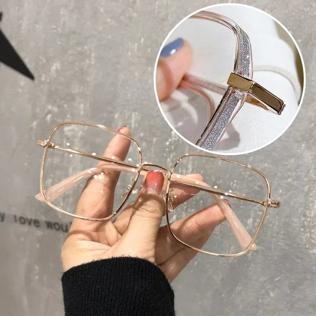 Luxury Anti Blue Light Glasses for Men Women Rhinestone Studded Oversized Square Eyeglasses Goggles Eyewear Glitter Frame♥️