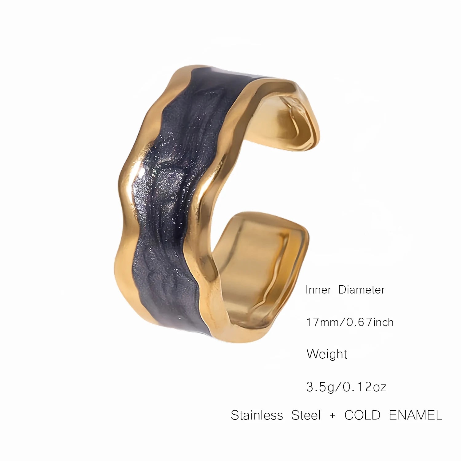 UHBINYCA Simple Black and White Cold Enamel Ring, Stainless Steel Ring with Adjustable Opening|Lurea accessories ♥️