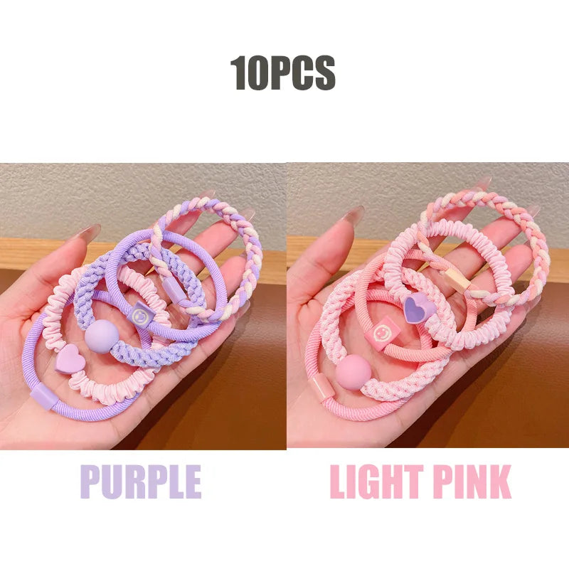 10pcs Girls Women Scrunchies Hair Tie Elastic Rubber Hairband Colorful Kids Hair Accessory Rope Ring Gum Rims Headwear