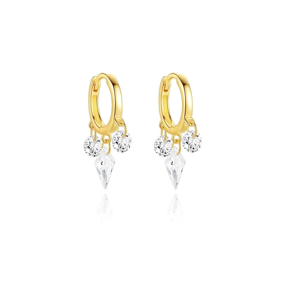 CANNER 1PC 925 Sterling Silver Tassel Chain Eight Pointed Stars Moon Earrings For Women Ins Horse Eye Geometric Zircon Earring♥️