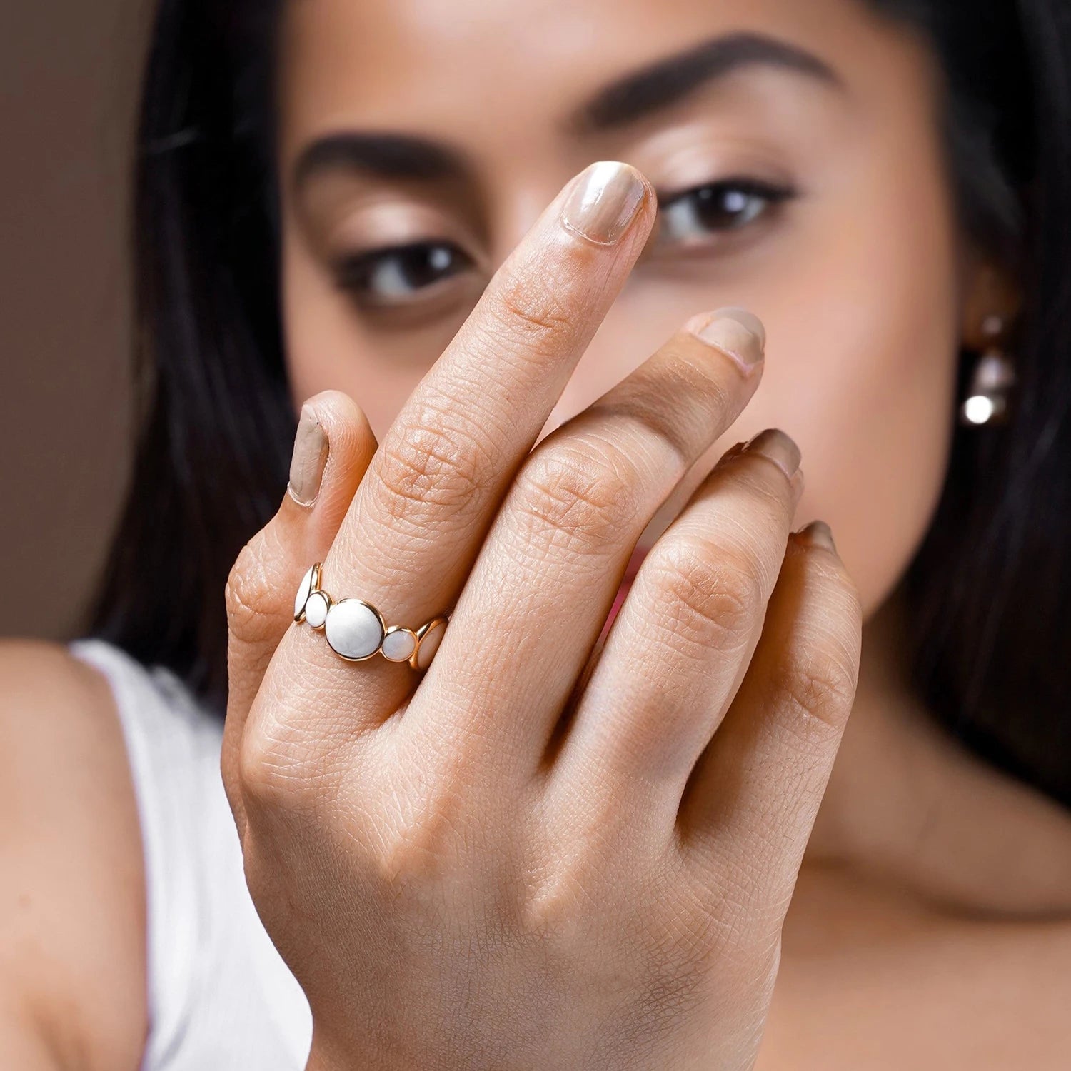 UHBINYCA Simple Black and White Cold Enamel Ring, Stainless Steel Ring with Adjustable Opening|Lurea accessories ♥️