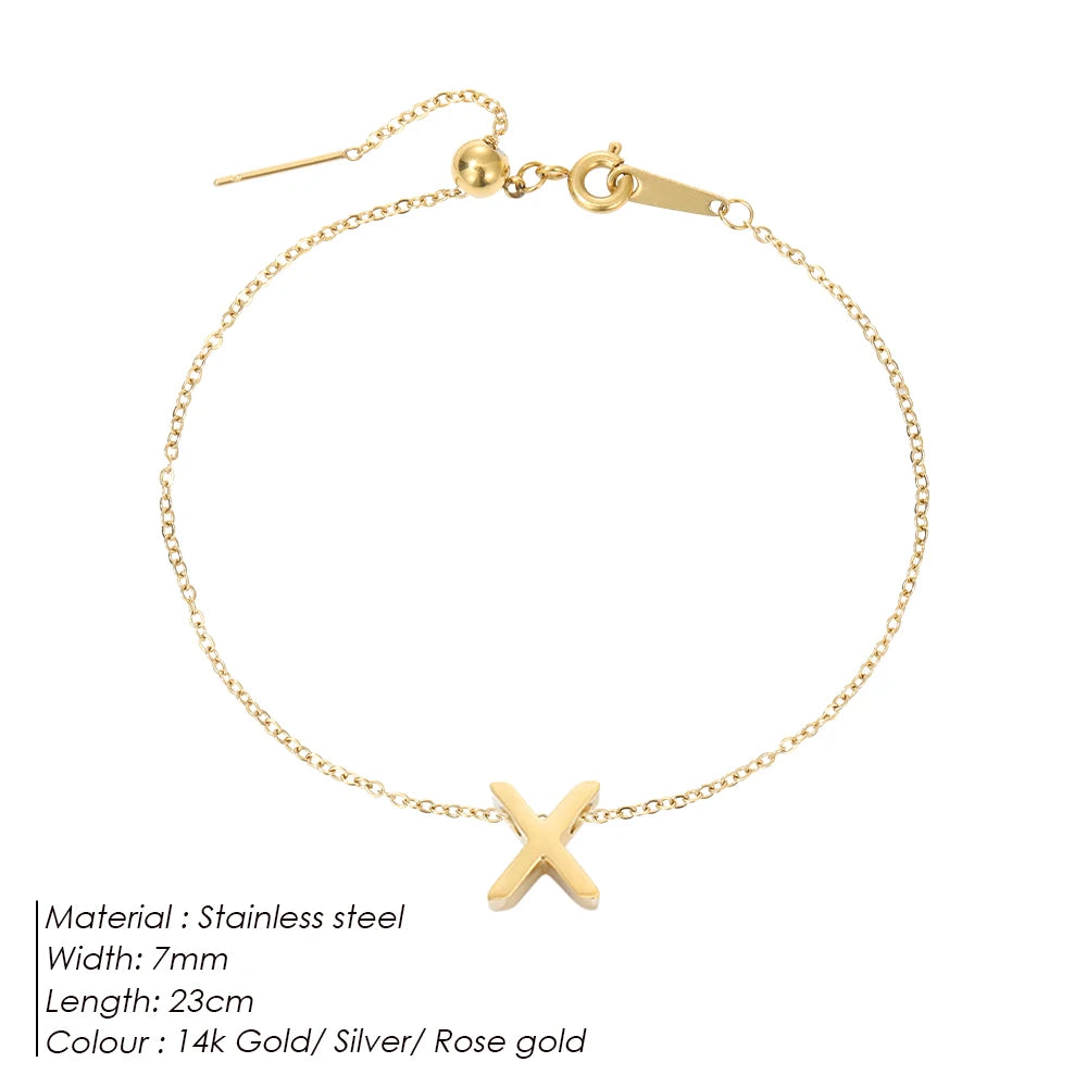 LUREA Initials DIY Anklets Stainless Steel Gold Plated Accessories Fashion Alphabet Anklet Mother's Day Gift 48 Hour Shipping♥️