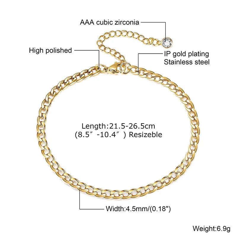 Vnox Charm Anklet For Women Girls,Stainless Steel Heart Round Accessories Gold Color Chain Anklet Bracket,Summer Beach Jewelry🤍