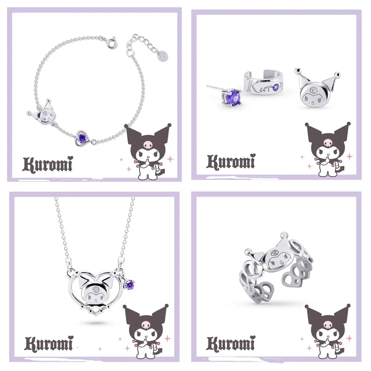 Cartoon Anime Necklace Set Cute Animal Clavicle Chain Pendant Earrings Jewelry Set Jewelry Accessories Girl Gift💋