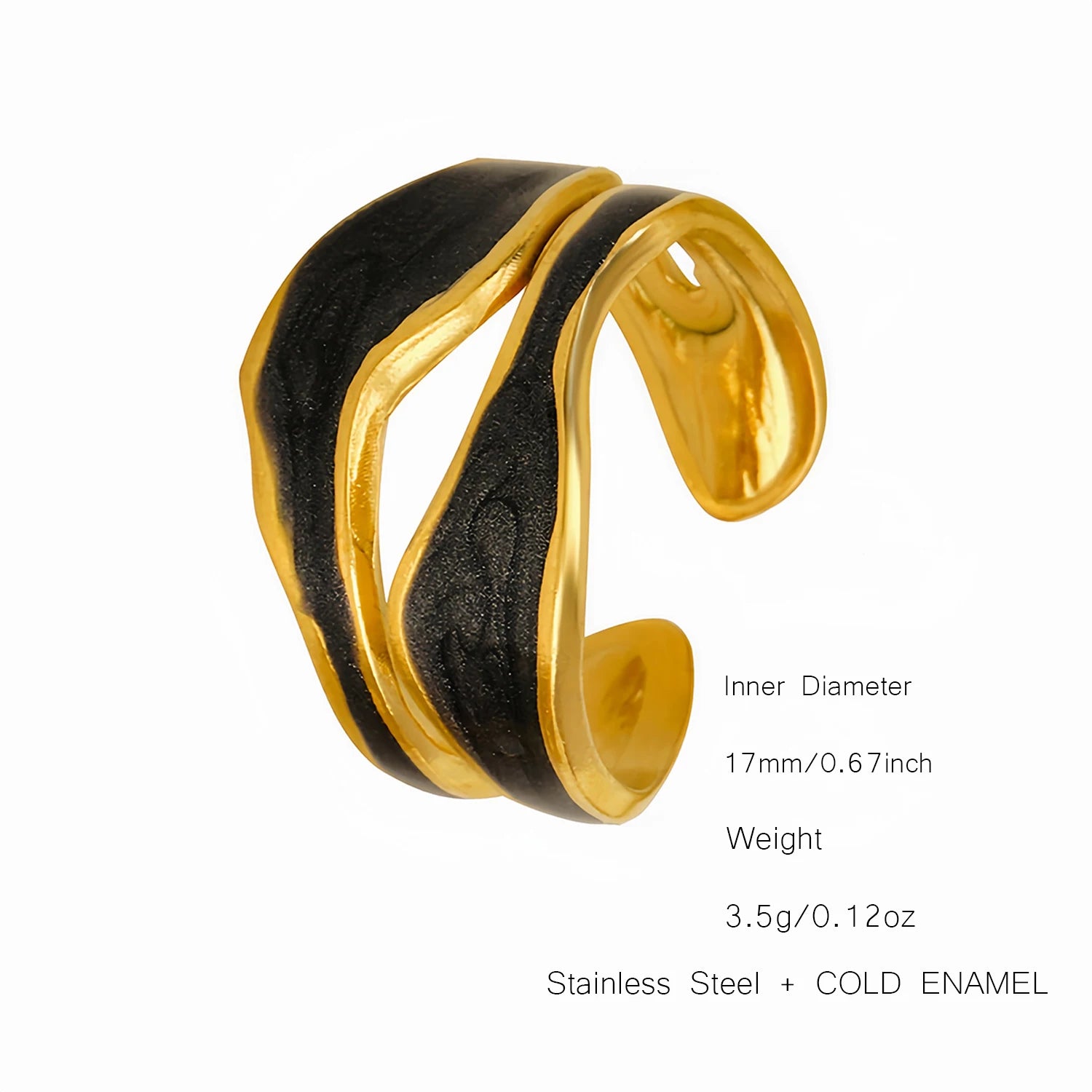 UHBINYCA Simple Black and White Cold Enamel Ring, Stainless Steel Ring with Adjustable Opening|Lurea accessories ♥️