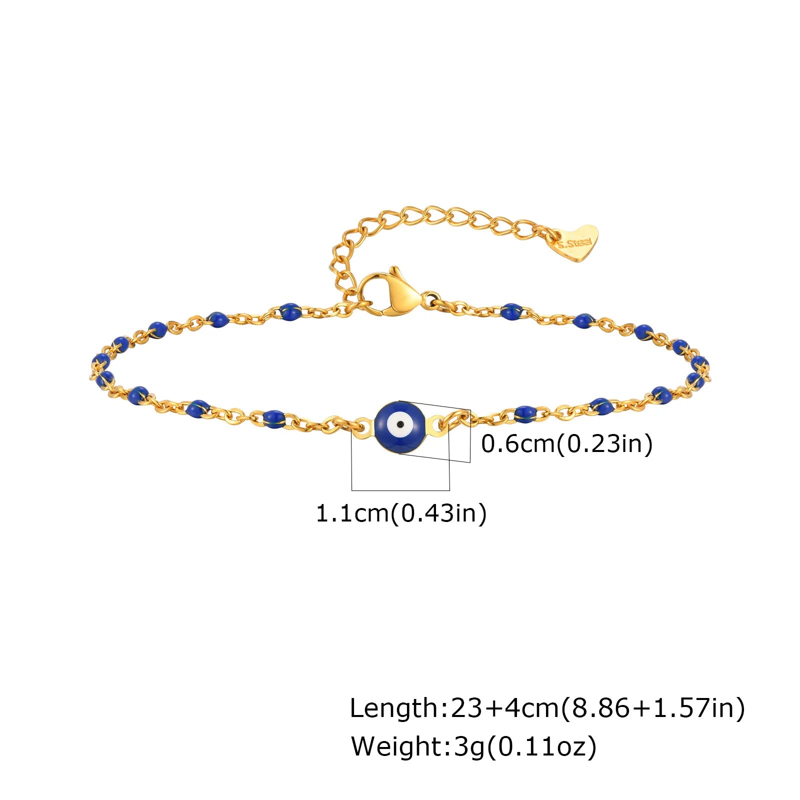Evil Eye Anklet Bracelet for Women, 18K Gold Plated Stainless Steel, Adjustable Waterproof Evil Eye Jewelry💘