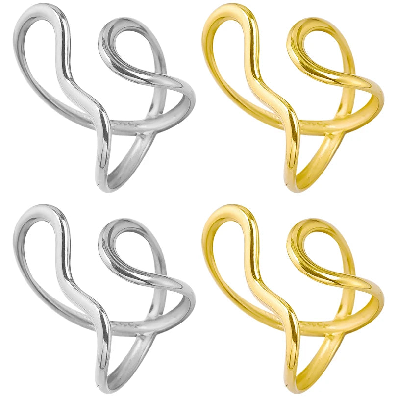 6pcs/lot Stainless Steel DIY Setting Rings Multi-layer Adjustable Open Rings Bases Jewelry Women Girls Anniversary Party Gifts