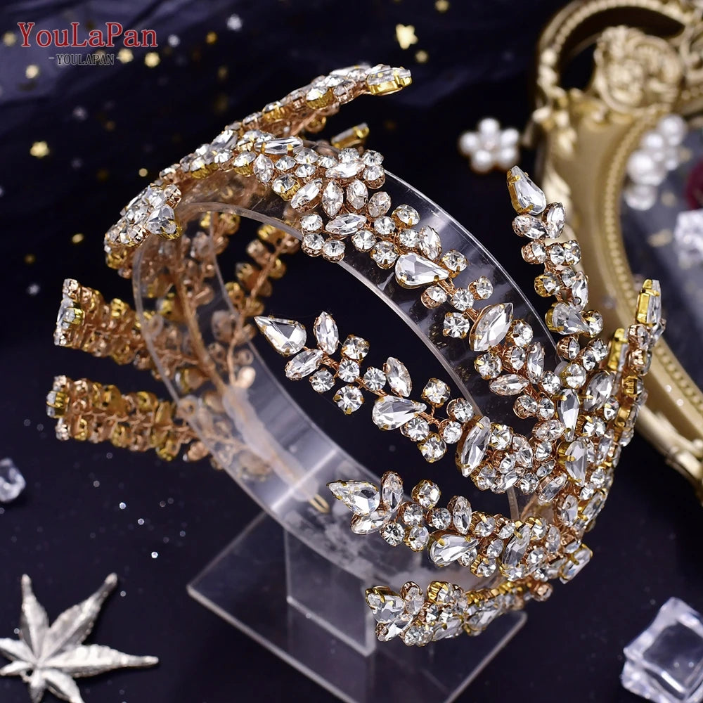 YouLaPan Luxury Rhinestone Bride Headband Woman Headpiece Wedding Hair Accessories Pageant Headdresse Wedding Tiara HP425💜