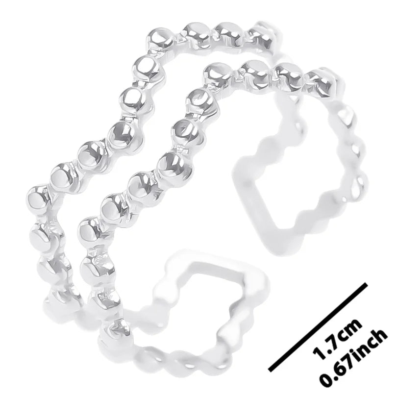 6pcs Stylish High Quality Stainless Steel Rings Love Hollow Geometric Stars Shaped Knuckle Rings Women Jewelry Accessory Gifts| Lurea accessories ✨️ 😍