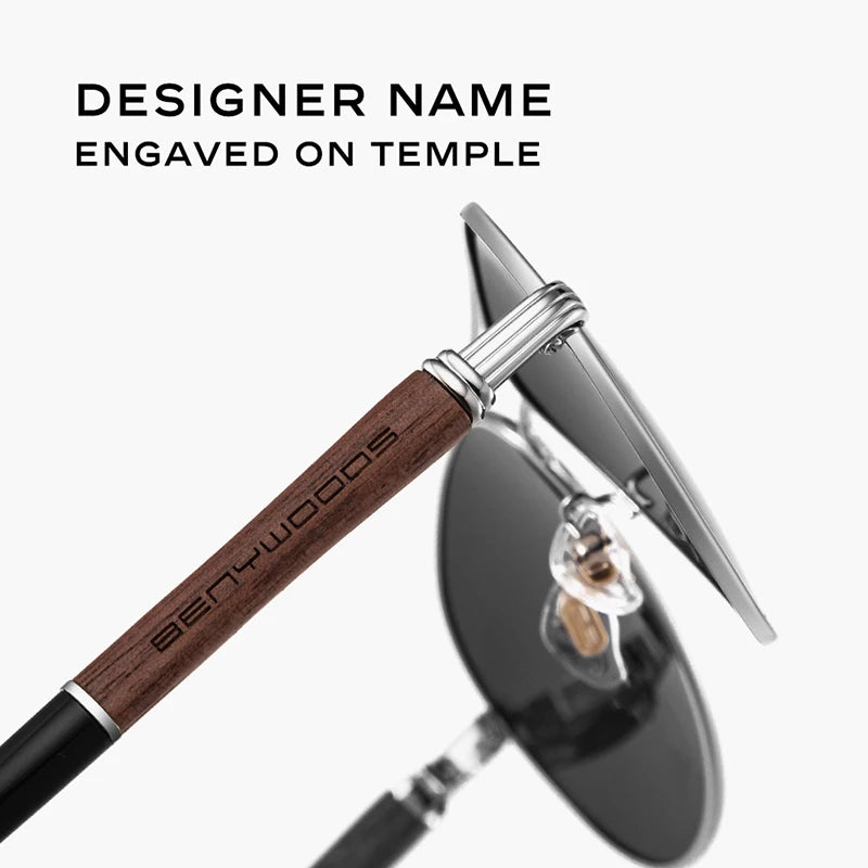 CAPONI Pilot Sunglasses Polarized UV400 High Quality Wooden Frame Sun Glasses For Men Luxury Brand Driving Eyewear Shades BS409♥️