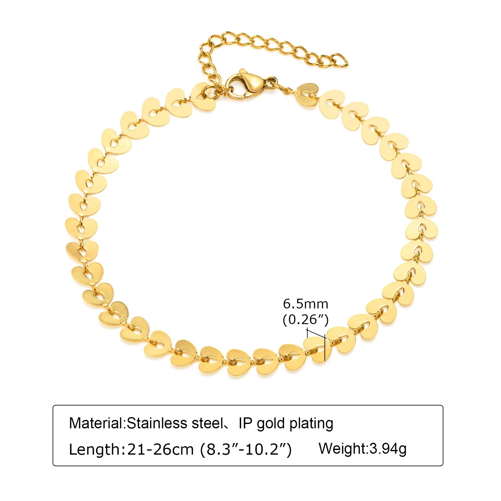 Vnox Charm Anklet For Women Girls,Stainless Steel Heart Round Accessories Gold Color Chain Anklet Bracket,Summer Beach Jewelry🤍