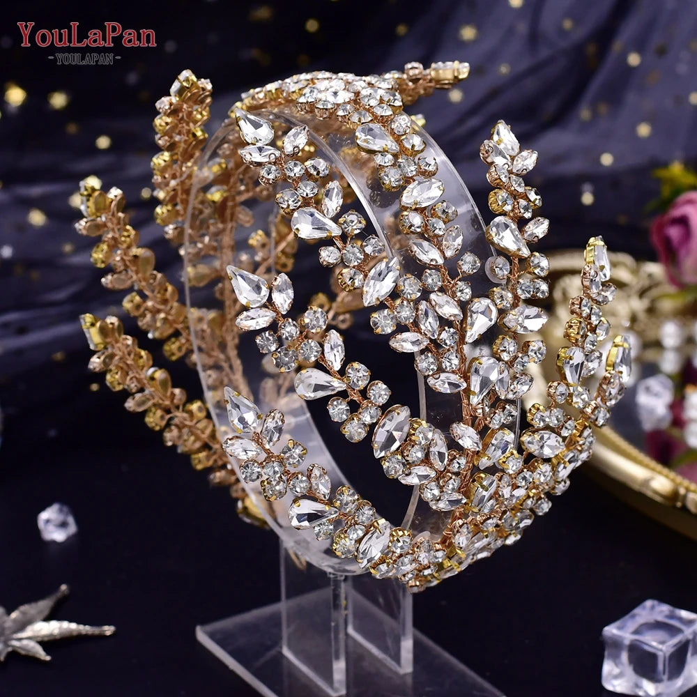 YouLaPan Luxury Rhinestone Bride Headband Woman Headpiece Wedding Hair Accessories Pageant Headdresse Wedding Tiara HP425💜