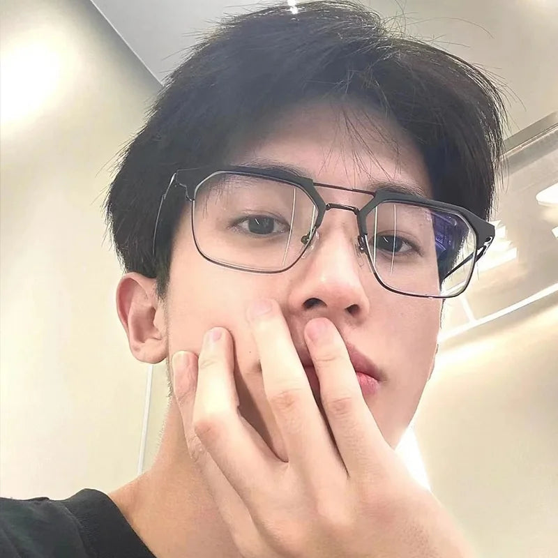 Luxury Brand Double Beam Frame Anti-blue Light Transparent Computer Glasses Women Men Sunglasses UV400 Flat Mirror Eyeglasses♥️