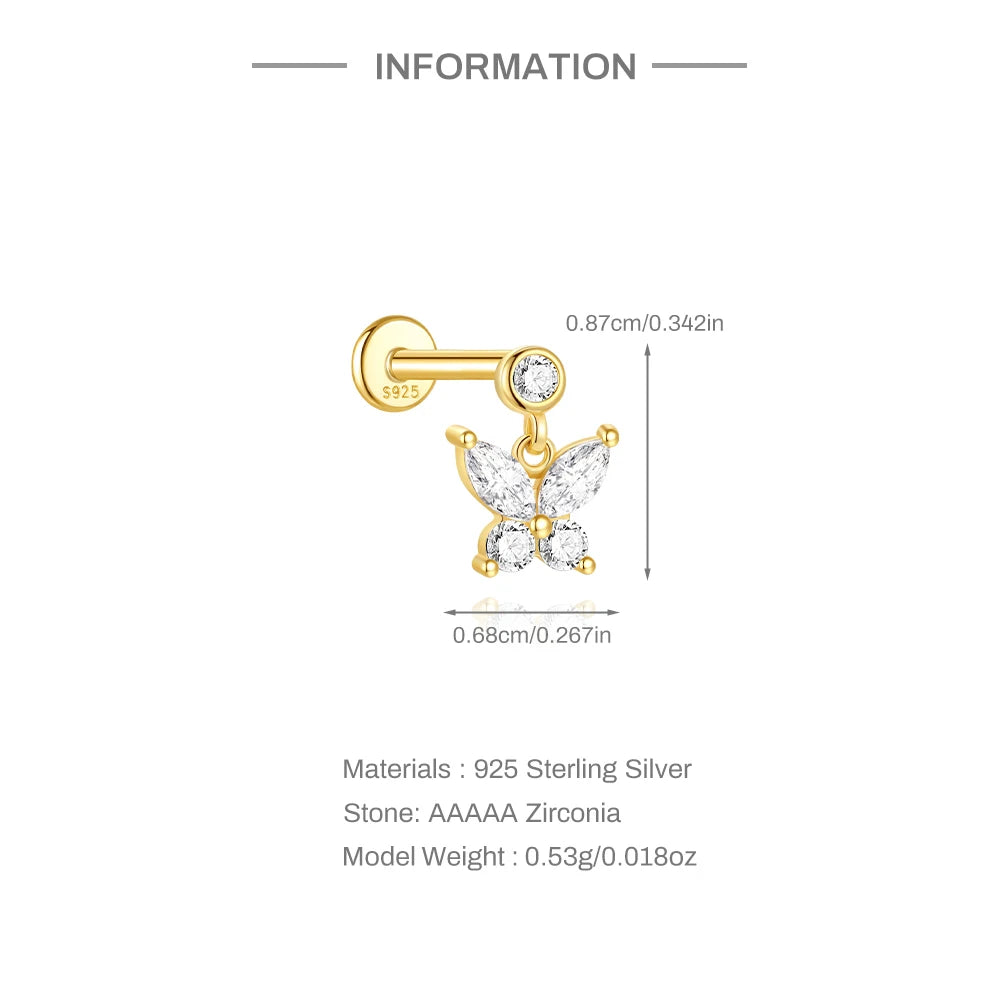 CANNER 1PC 925 Sterling Silver Tassel Chain Eight Pointed Stars Moon Earrings For Women Ins Horse Eye Geometric Zircon Earring♥️