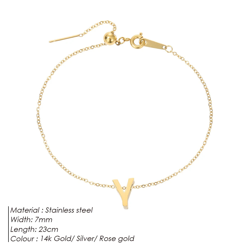 LUREA Initials DIY Anklets Stainless Steel Gold Plated Accessories Fashion Alphabet Anklet Mother's Day Gift 48 Hour Shipping♥️