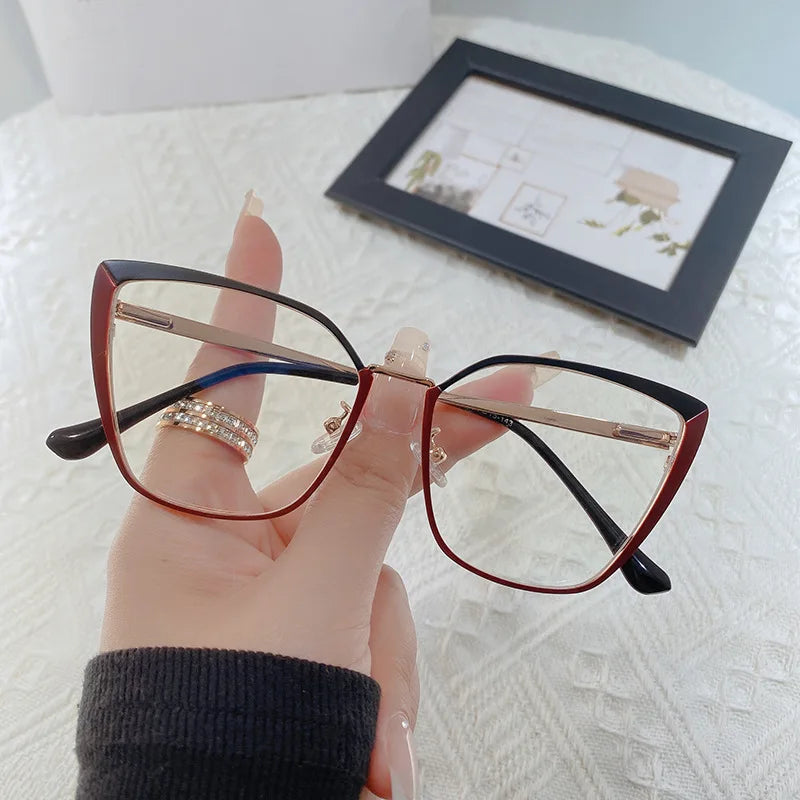 New Fashion Brand Design Retro Cat Eye Frame Photochromic Anti Blue Light Computer Women Reading Glasses Farsighted Diopters 0-6♥️